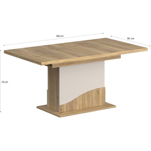 Table à Manger - Poem - Extensible - Rectangulaire - Sable / Chene - 8 Personnes - 160-200 X 90 X 7
