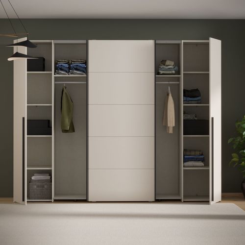 Armoire - Décor Sable- 2 Portes Battantes + 2 Portes Coulissantes -  L270 X P61 X H210cm - Narago