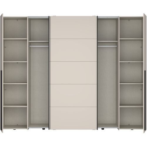 Armoire - Décor Sable- 2 Portes Battantes + 2 Portes Coulissantes -  L270 X P61 X H210cm - Narago