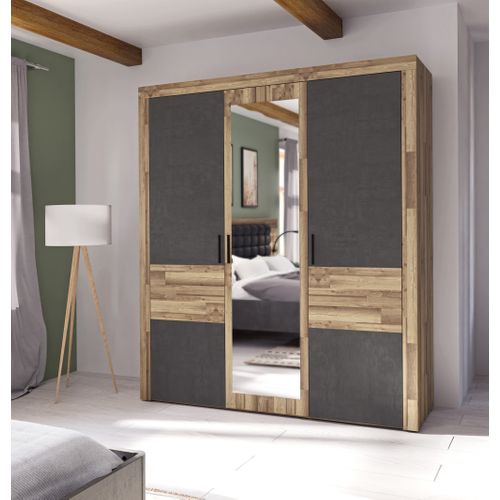 Armoire 3 portes battantes RICCIANO imitation chêne béton gris