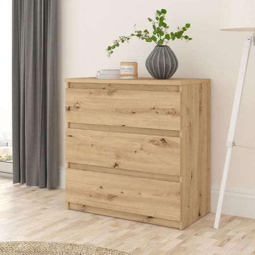 Commode Chelsea 3 Tiroirs L 77,2  X P 42  X H 79,9   Décor Chene Artisan