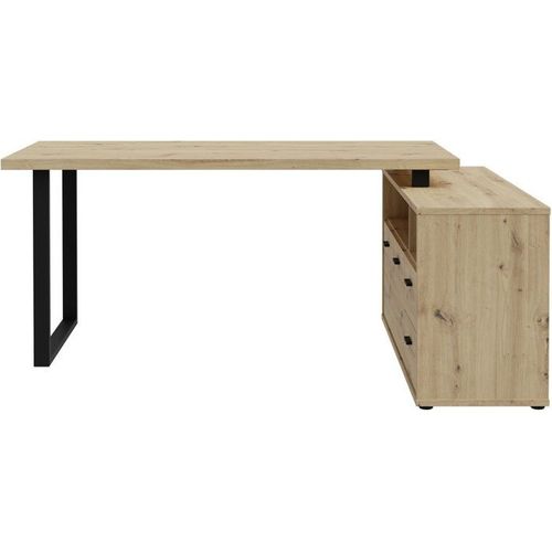 Bureau D'angle - Goldsboro - Chene Artisan / Noir - 124,2 X 181,5 X 74,1 Cm