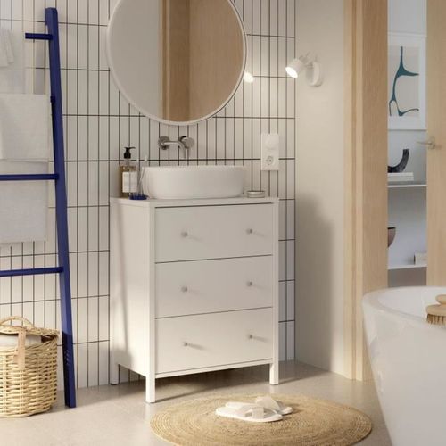 Forte Ipsarion Ipqz211-120 Meuble Sous Lavabo 3 Tiroirs Blanc - Forte