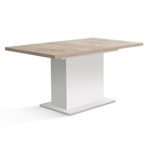 Elara Table à Manger Extensible 160–200 X 90 Cm Chêne Clair et Blanc Mat - Forte