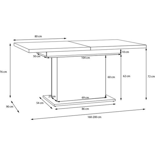Elara Table à Manger Extensible 160–200 X 90 Cm Chêne Clair et Blanc Mat - Forte
