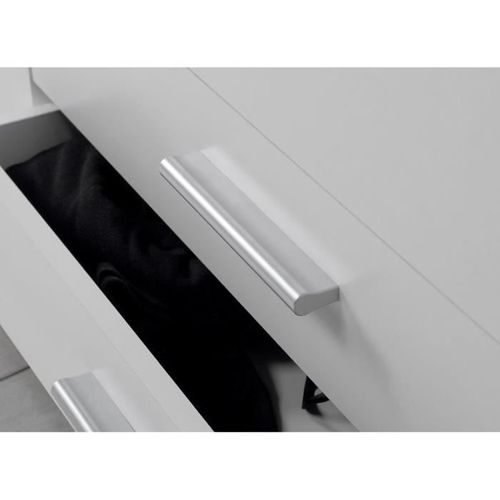 Lit Adulte Contemporain 160x200 Cm - 4 Tiroirs - 2 Chevets Avec Niche - Décor Blanc Mat - Udine