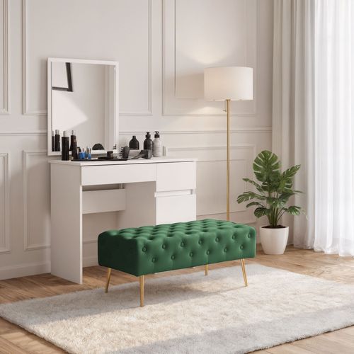 Bout De Lit En Velours Capitonné Monaco 100 Cm Vert Bouteille