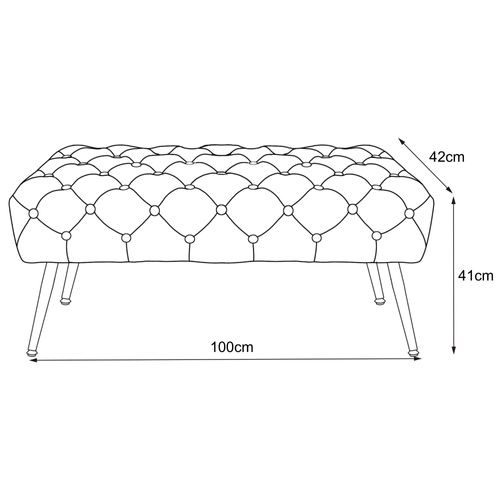 Bout De Lit En Velours Capitonné 100 Cm Monaco Gris Foncé