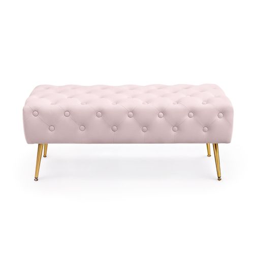 Bout De Lit En Velours Capitonné 100 Cm Monaco Rose Poudré