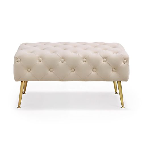 Bout De Lit En Velours Capitonné 80 Cm Madrid Beige