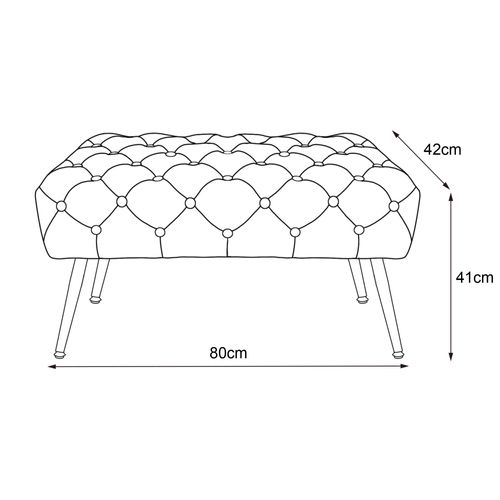Bout De Lit En Velours Capitonné 80 Cm Madrid Beige
