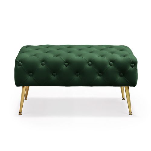 Bout De Lit En Velours Capitonné 80 Cm Madrid Vert Bouteille