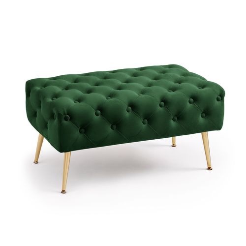 Bout De Lit En Velours Capitonné 80 Cm Madrid Vert Bouteille