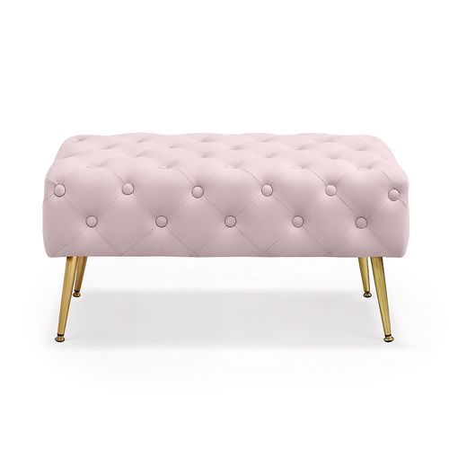 Bout De Lit En Velours Capitonné 80 Cm Madrid Rose Poudré