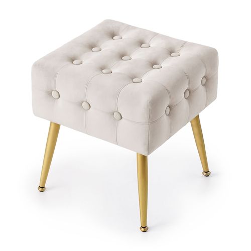 Tabouret Rembourré En Velours 40 Cm Quadra Beige