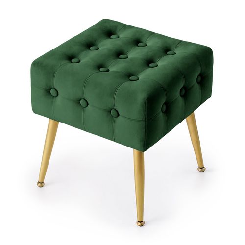 Tabouret Rembourré En Velours 40 Cm Quadra Vert Bouteille