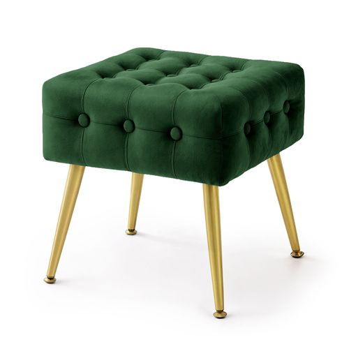 Tabouret Rembourré En Velours 40 Cm Quadra Vert Bouteille