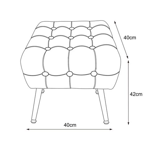 Tabouret Rembourré En Velours 40 Cm Quadra Gris Foncé