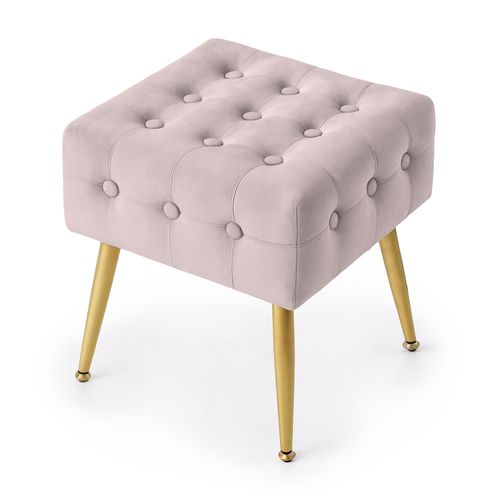 Tabouret Rembourré En Velours 40 Cm Quadra Rose Poudré