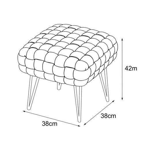 Tabouret En Velours Tressé Rembourré 38 Cm Dotty Vert Bouteille