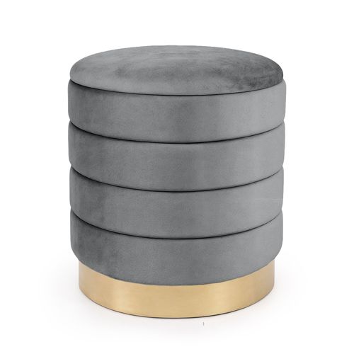 Tabouret Rembourré En Velours Avec Rangement 40 Cm Luna Gris Foncé