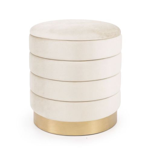 Tabouret Rembourré En Velours Avec Rangement 40 Cm Luna Crème