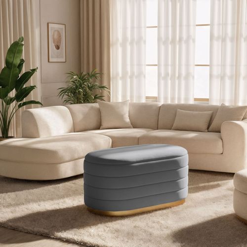 Banc En Velours Avec Rangement 80 Cm Bella Gris Foncé