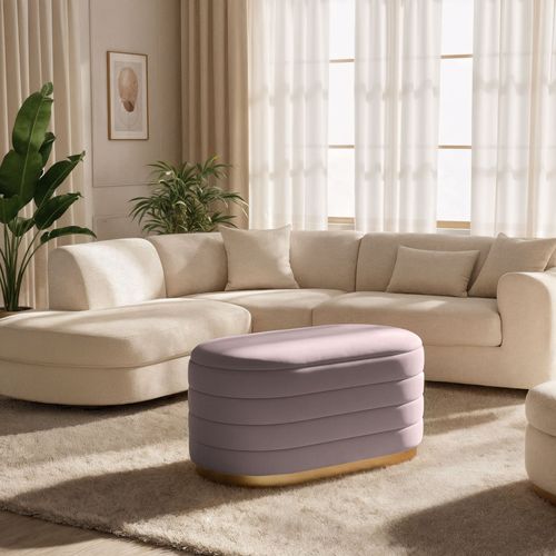 Banc En Velours Avec Rangement 80 Cm Bella Rose Poudré