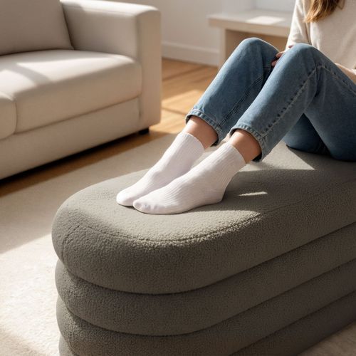 Banc En Tissu Teddy Avec Rangement 100 Cm Puffo Mocha