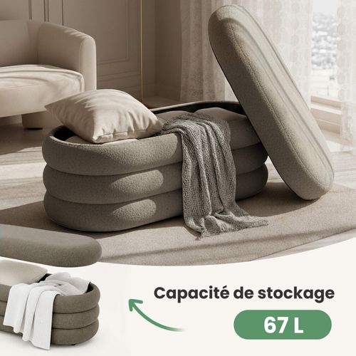 Banc En Tissu Teddy Avec Rangement 100 Cm Puffo Mocha