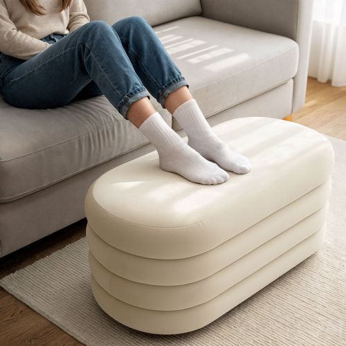 Banc En Velours Avec Rangement 100 Cm Puffo Crème