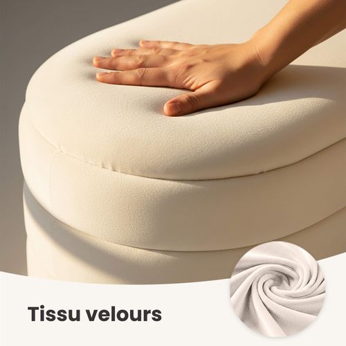 Banc En Velours Avec Rangement 100 Cm Puffo Crème