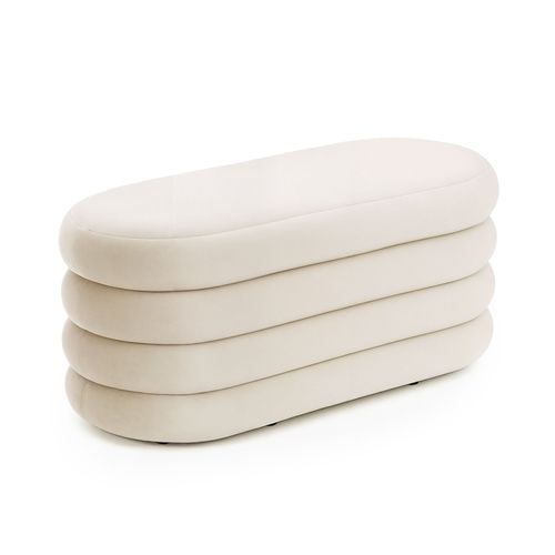 Banc En Velours Avec Rangement 100 Cm Puffo Crème
