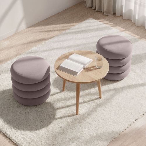 Tabouret En Velours Avec Rangement 42 Cm Snuggo Rose Poudré