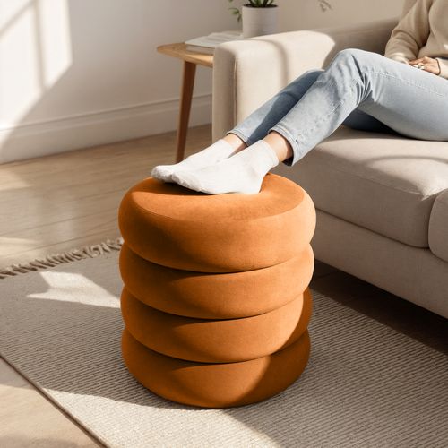 Tabouret En Velours Avec Rangement 42 Cm Snuggo Cuivre