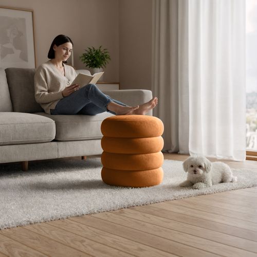 Tabouret En Velours Avec Rangement 42 Cm Snuggo Cuivre