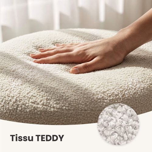 Tabouret En Tissu Teddy Avec Rangement 55 Cm Mollis Blanc Brumeux