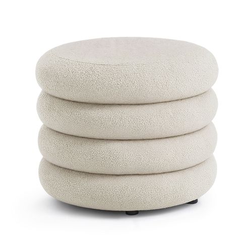 Tabouret En Tissu Teddy Avec Rangement 55 Cm Mollis Blanc Brumeux