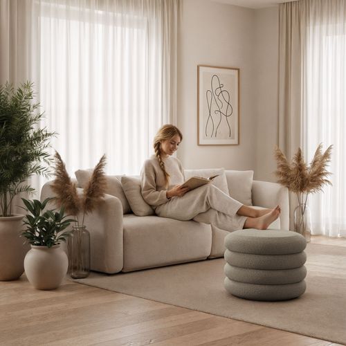 Tabouret En Tissu Teddy Avec Rangement 55 Cm Mollis Mocha