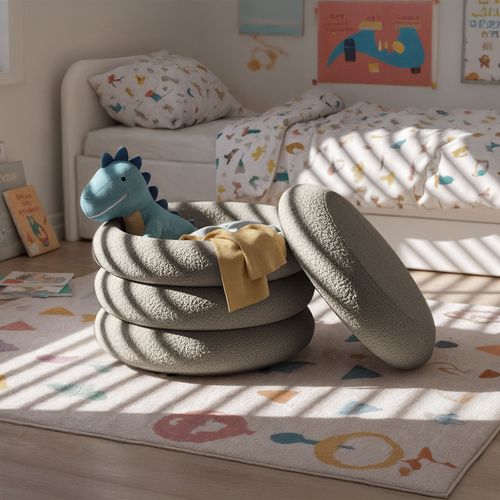 Tabouret En Tissu Teddy Avec Rangement 55 Cm Mollis Mocha