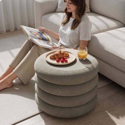 Tabouret En Tissu Teddy Avec Rangement 55 Cm Mollis Mocha