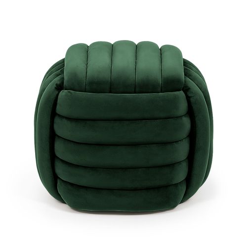 Pouf Tressé En Velours 53 Cm Nilo Vert Bouteille