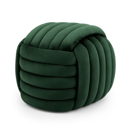 Pouf Tressé En Velours 53 Cm Nilo Vert Bouteille