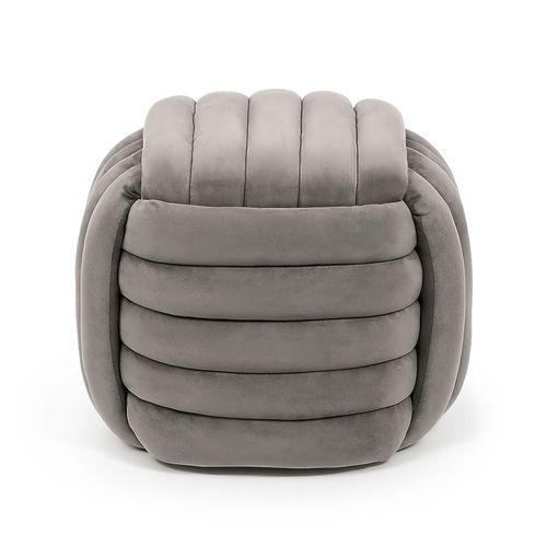Pouf Tressé En Velours 53 Cm Nilo Gris Clair