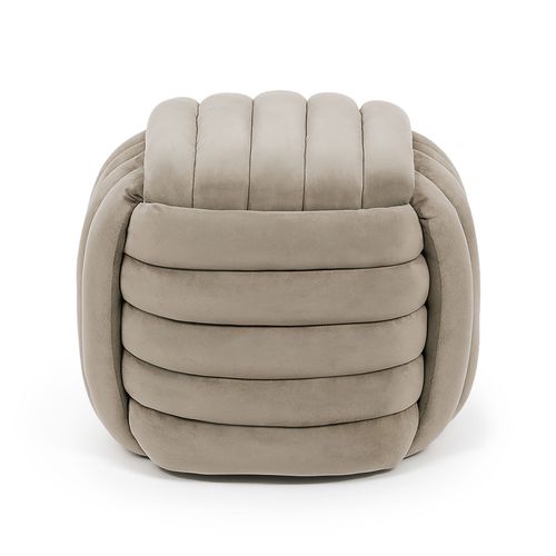 Pouf Tressé En Velours 53 Cm Nilo Or Beige