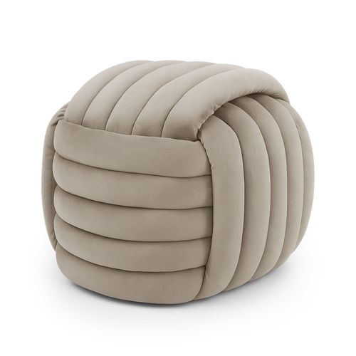 Pouf Tressé En Velours 53 Cm Nilo Or Beige