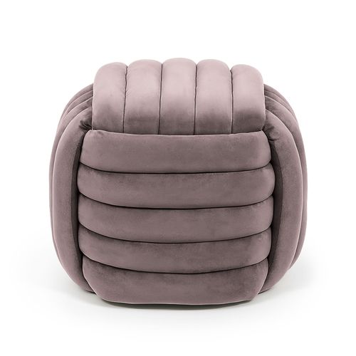 Pouf Tressé En Velours 53 Cm Nilo Rose Poudré