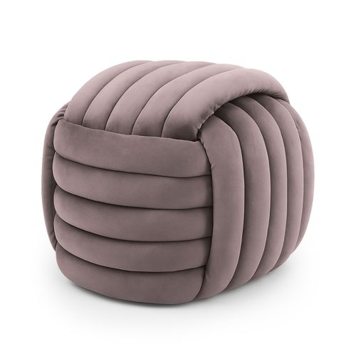 Pouf Tressé En Velours 53 Cm Nilo Rose Poudré