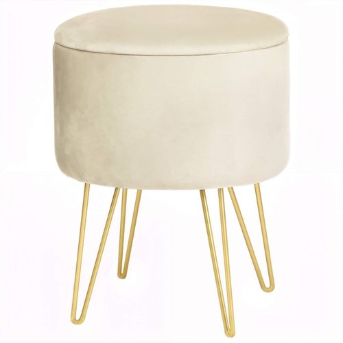 Pouf De Rangement Avec Couvercle Akord Lili Velour Colour Cachemire Hauteur 45 Cm