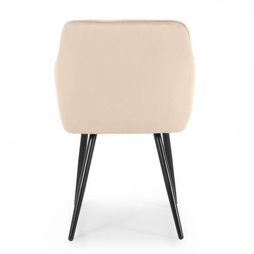 Lot De 2 Chaises En Velours Matelassées Diamante Beige Pieds Noirs